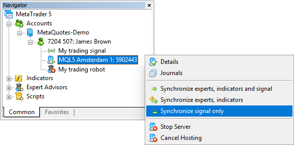 Per avviare una sottoscrizione a un segnale di trading sulla piattaforma virtuale, sincronizzala con il desktop 