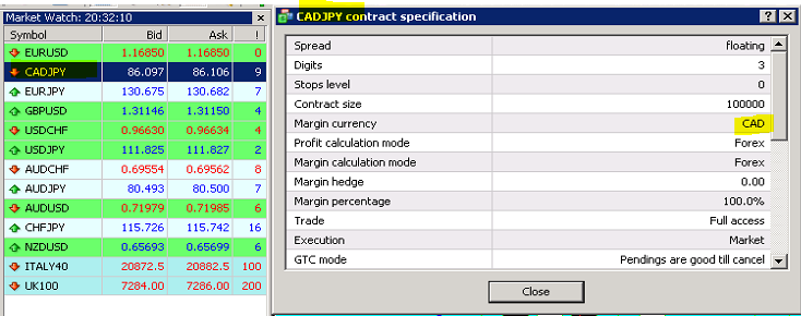 Currency Margin is "CAD" the first 3 characters