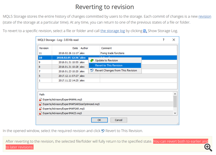Theory: reverting to later revision