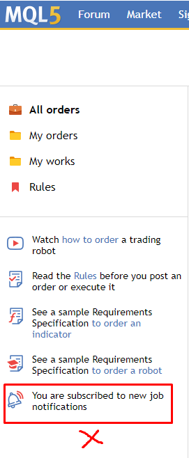 Need to canceel subcribed to new job notifications mql5.com, pls