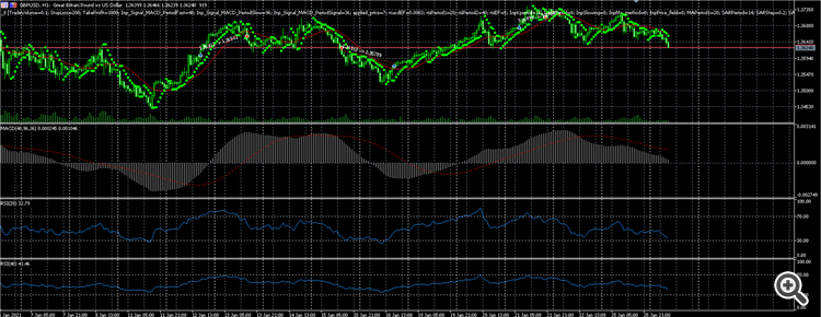 This image shows two RSI indicators in my EA visualisation.