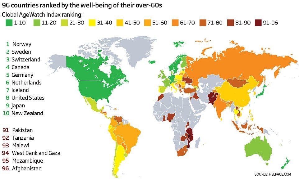 Countries in the World. Глобальный интегральный индекс Global AGEWATCH Index. Индекс качества жизни пожилых людей (Global AGEWATCH Index). Country Rank.