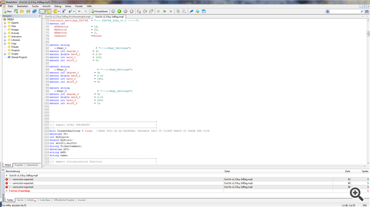 screenshot mt4 compiling error