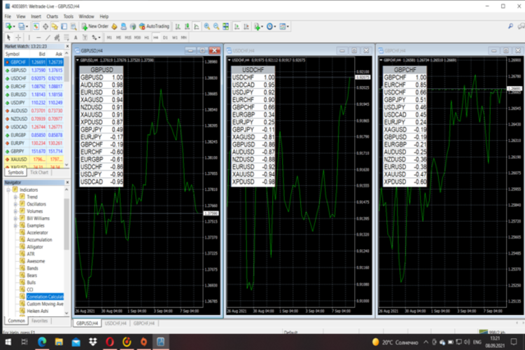 Correlation Calculator Panel