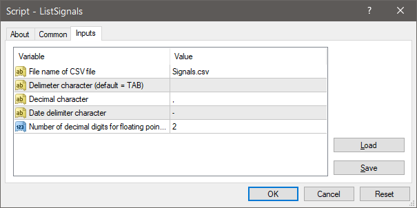 Listing all MT4 Signals' properties to a CSV file.