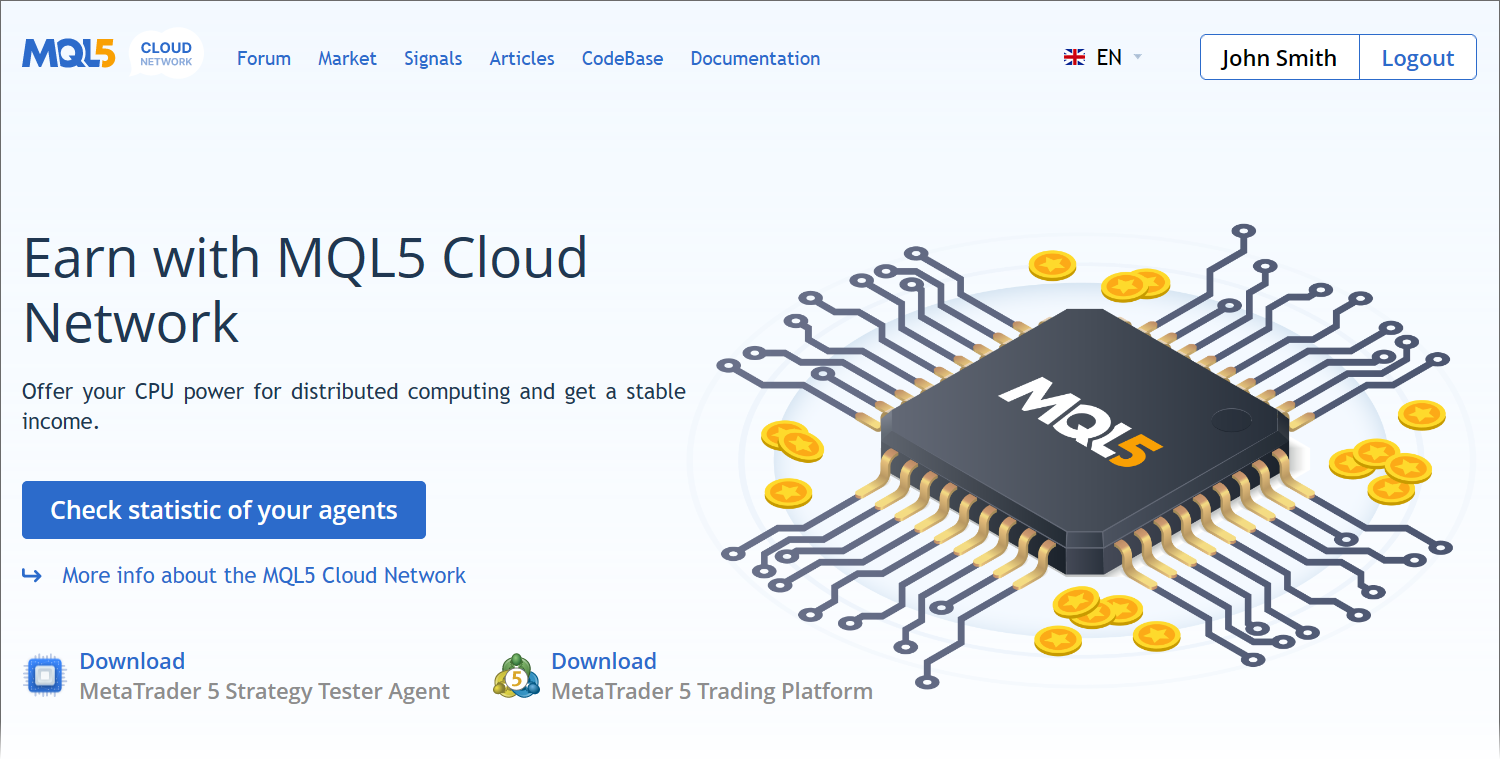 Visitez le site web mis à jour du MQL5 Cloud Network