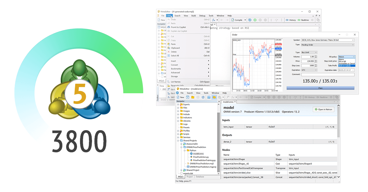 MetaTrader 5 Platform update build 3800: Book or Cancel orders, AI coding assistant, and enhanced ONNX support