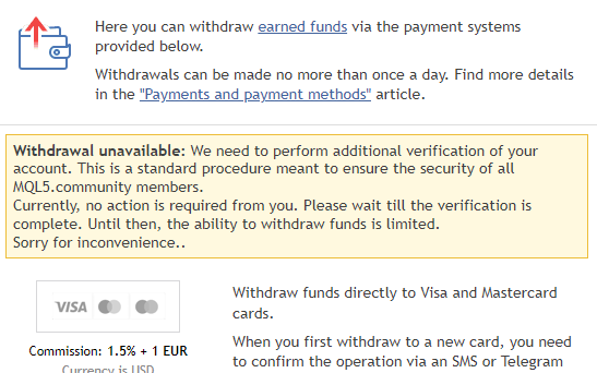 not able to withdraw