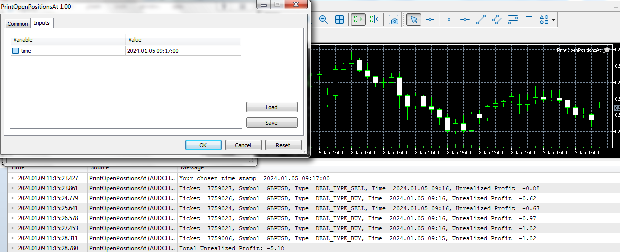 Calculate unrealized profit(s) at a specific time in history