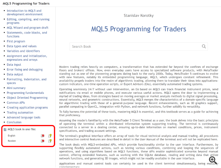 MQL5 Programming Book PDF and CHM