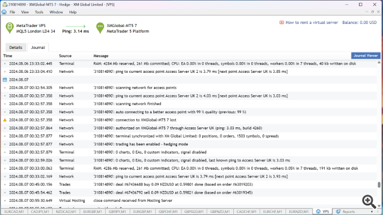 problem with vps connections.as you can see it looses its connection with the broker every time