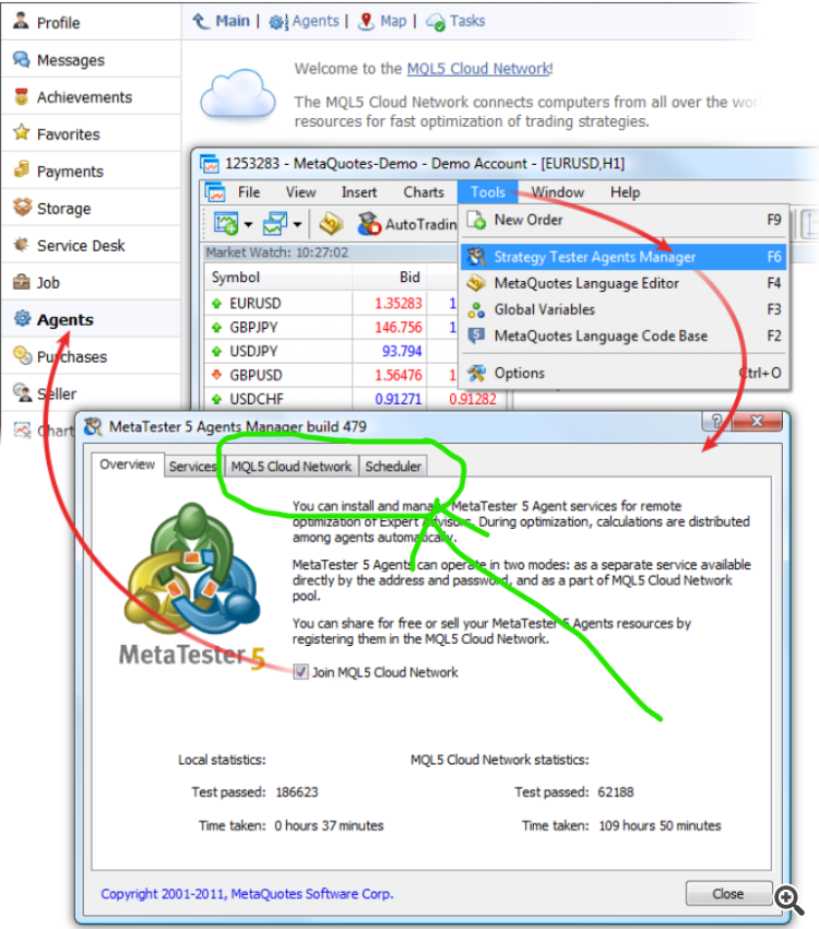 MT5 agents manager settings