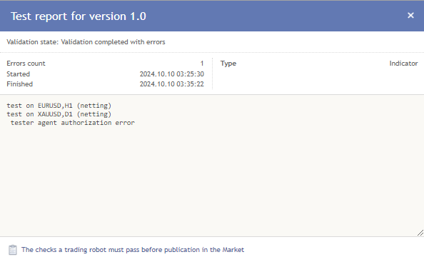  tester agent authorization error