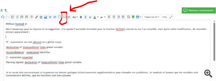 Widget permettant d'insérer du code