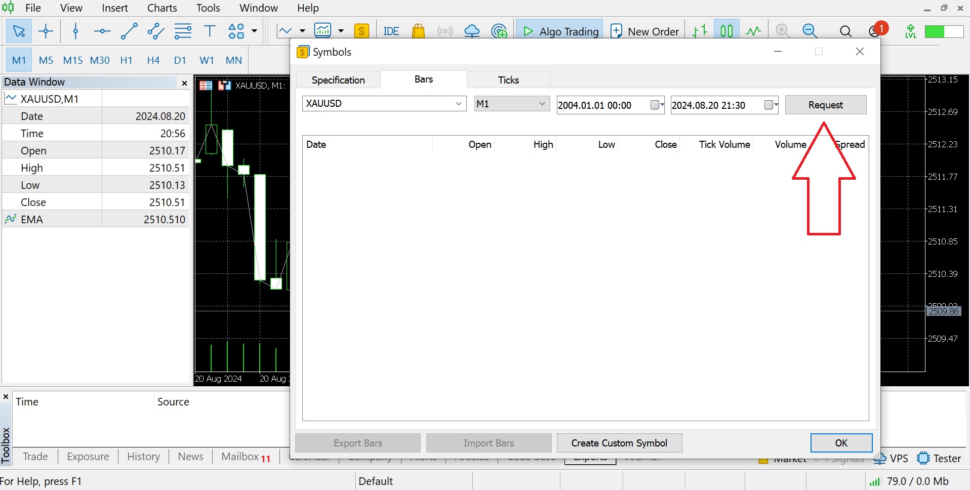 Save OHLCV Data from Chart to CSV File