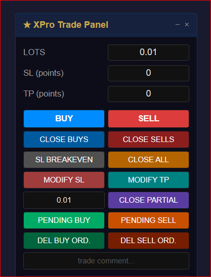 XPro Trade Panel — Full Trade Management Panel for MT5/MT4
