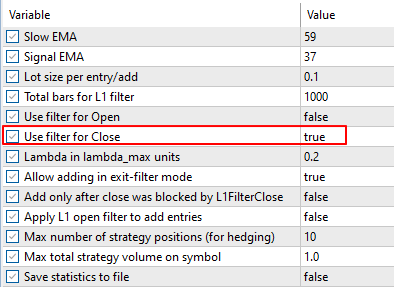 Параметры тестирования с режимом добавления на коррекциях