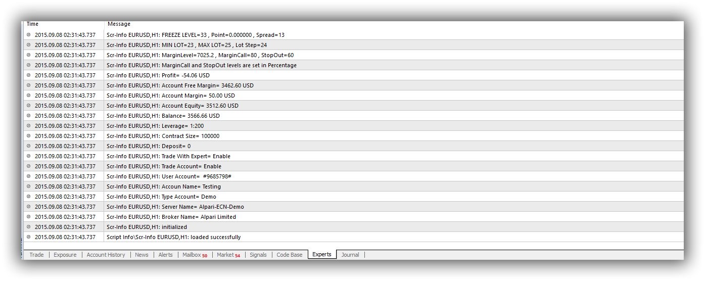 Script Account Information