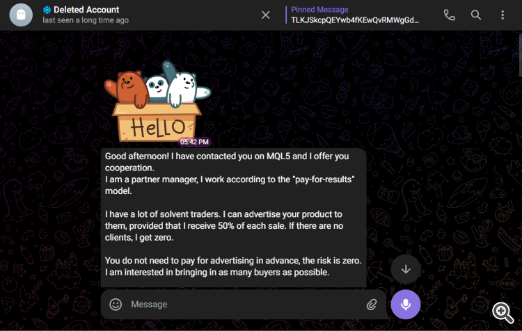 Scammer Chat Screenshot