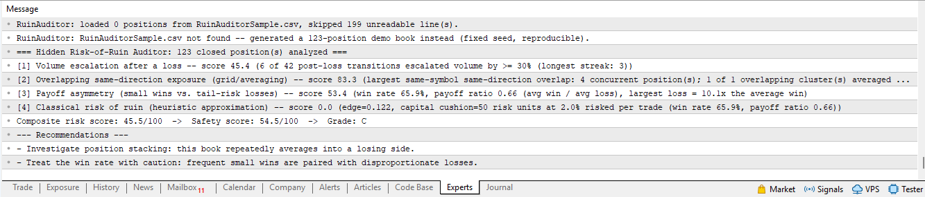 Hidden Risk of Ruin Auditor