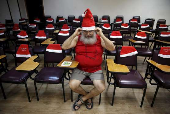 A student at Brazil's Father Christmas school before class - Photo: Reuters