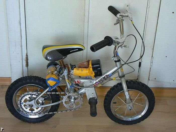 A bicycle with a screwdriver motor.