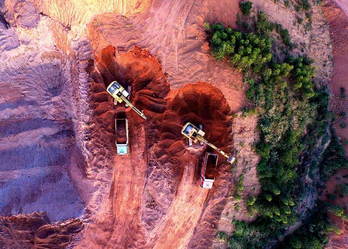 An aerial view of a construction site in Guangxi province, China