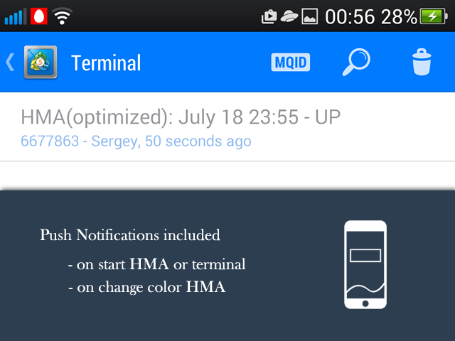 HMA with push notifications