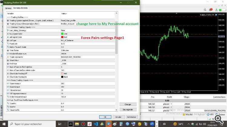 settings page 1 for personnal account