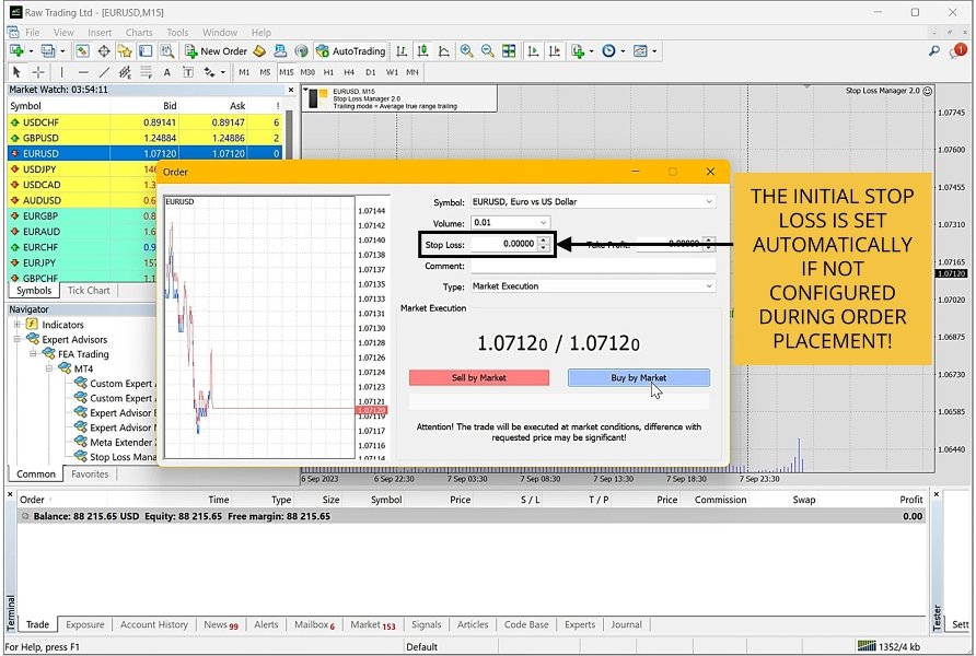 スクリーンショット #6 Stop Loss Manager Eval MT4