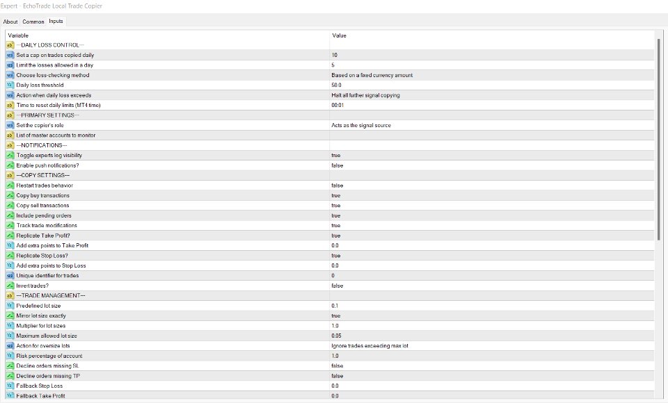 Screenshot #2 EchoTrade Local Trade Copier