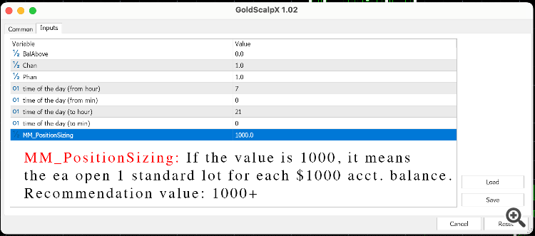How much account balance and how many lots