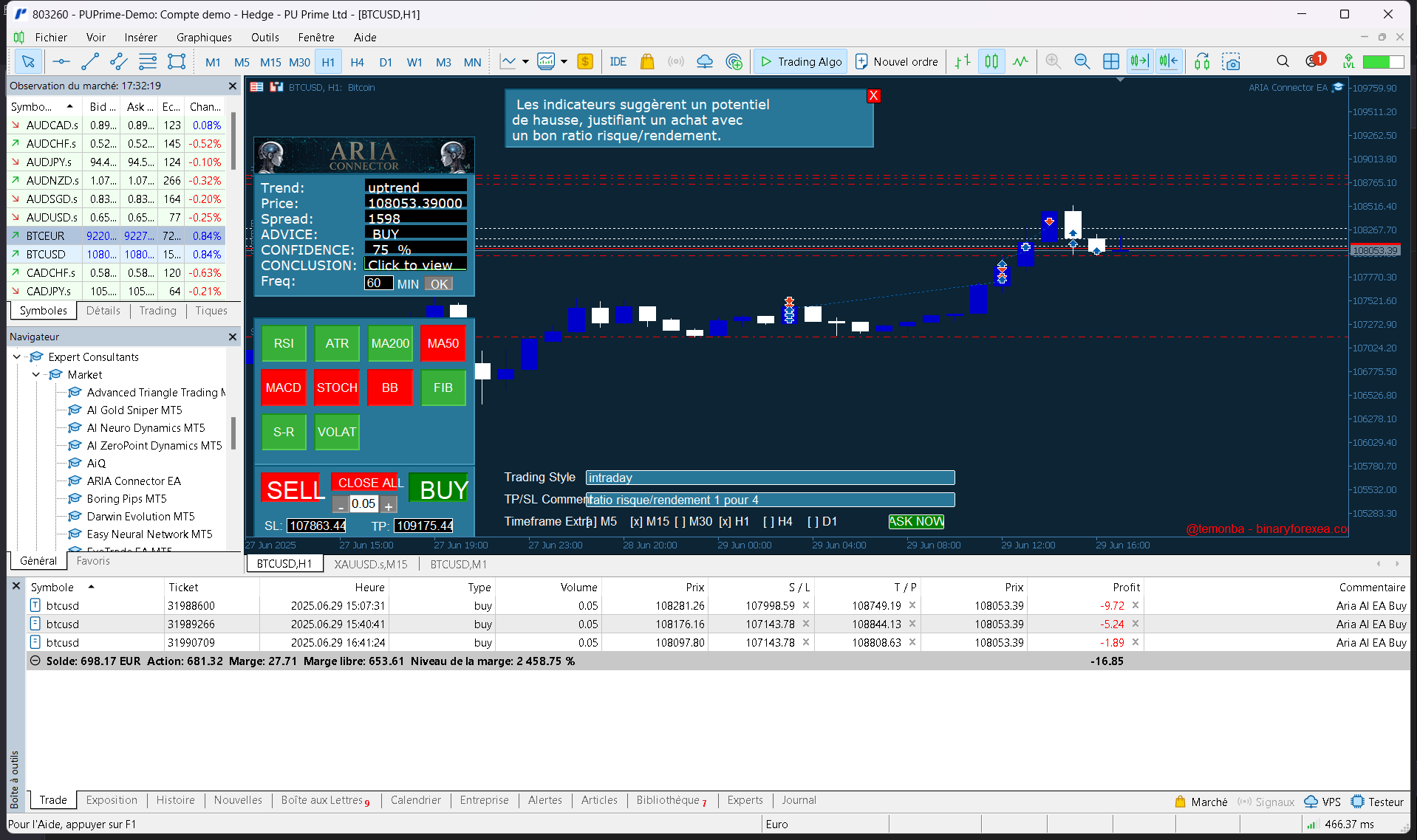 Trade Prime Comments | ARIA Connector EA | Buy Trading Robot (Expert Advisor) for ...