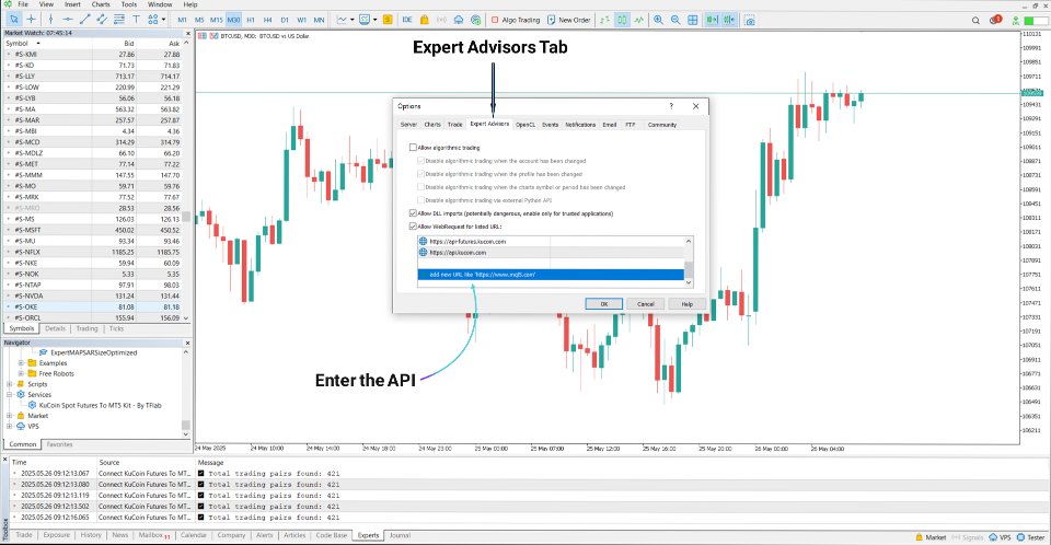 Screenshot #3 Connecting KuCoin Spot Futures to MT5 Service