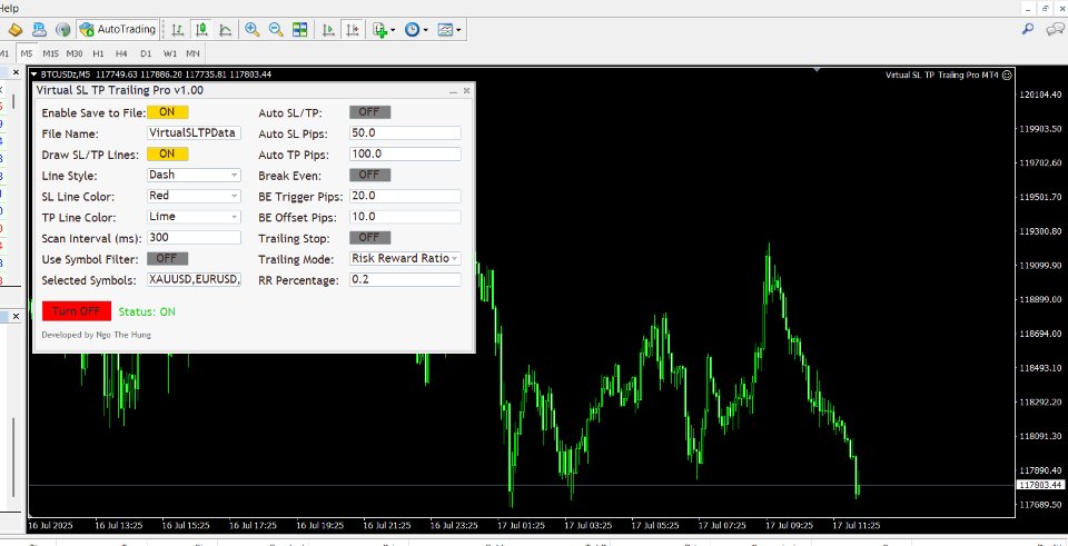 Screenshot #1 Virtual SL TP Trailing Pro MT4