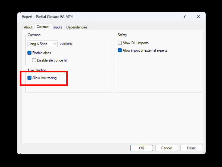Screenshot #5 Partial Closure EA MT4