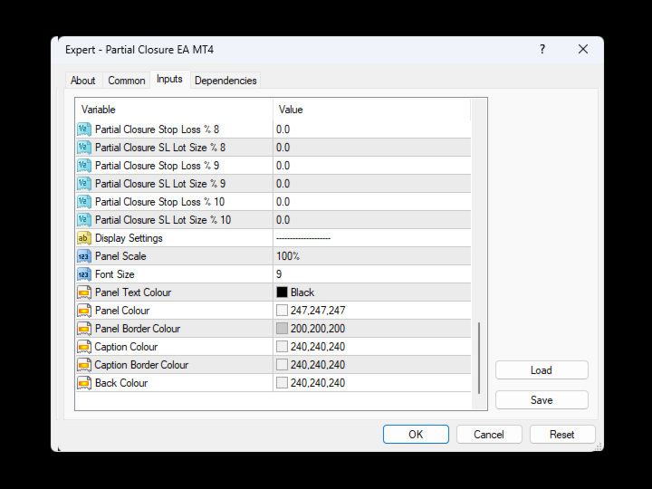 Screenshot #4 Partial Closure EA MT4