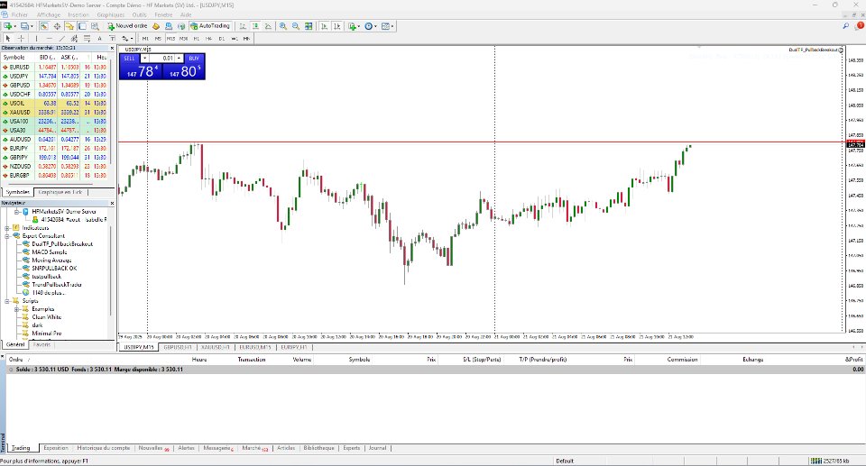 Captura de pantalla #1 Dual Timeframe Pullback Breakout EA