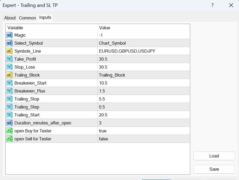 Imagens #1 Trailing and SL TP MT5