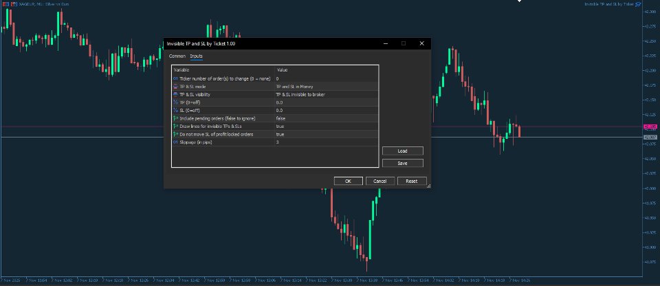 Screenshot #1 Invisible TP and SL by Ticket MT5