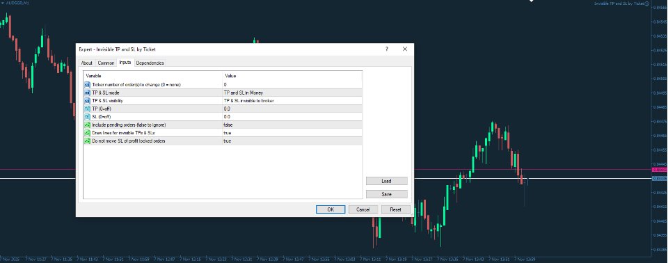 Screenshot #1 Invisible TP and SL by Ticket