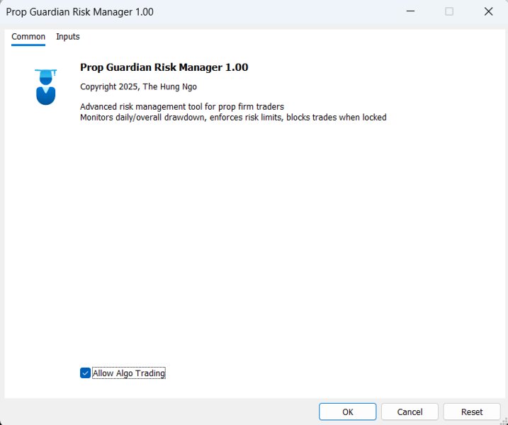Imagens #3 Prop Guardian Risk Manager MT5