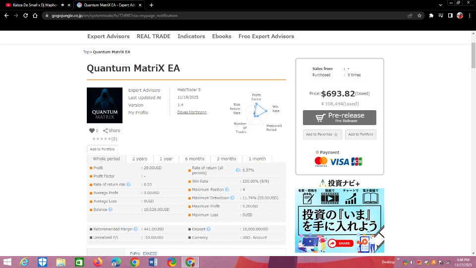 Screenshot #1 Quantum MatriX EA