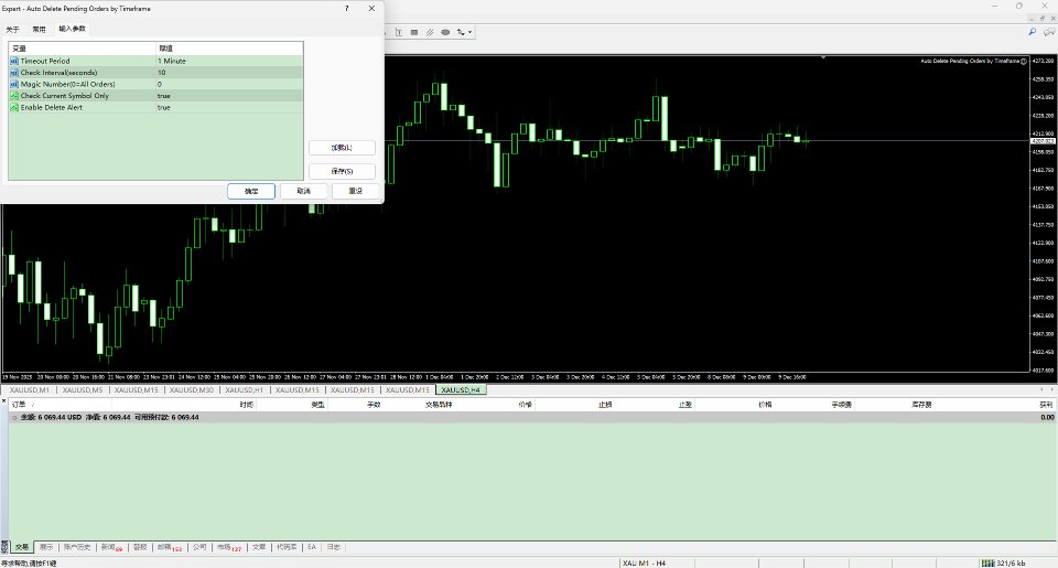 スクリーンショット #1 MT4 Auto Delete Pending Orders by Timeframe