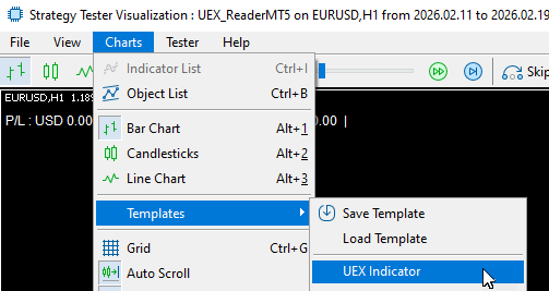 MT5 - Load a template in visual mode tester.