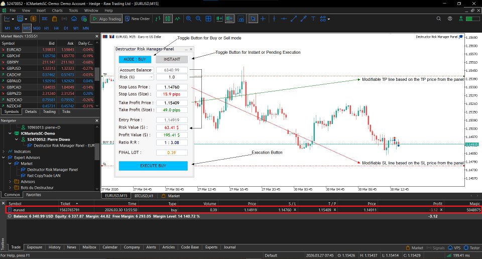 Screenshot #2 Destructor Risk Manager Panel