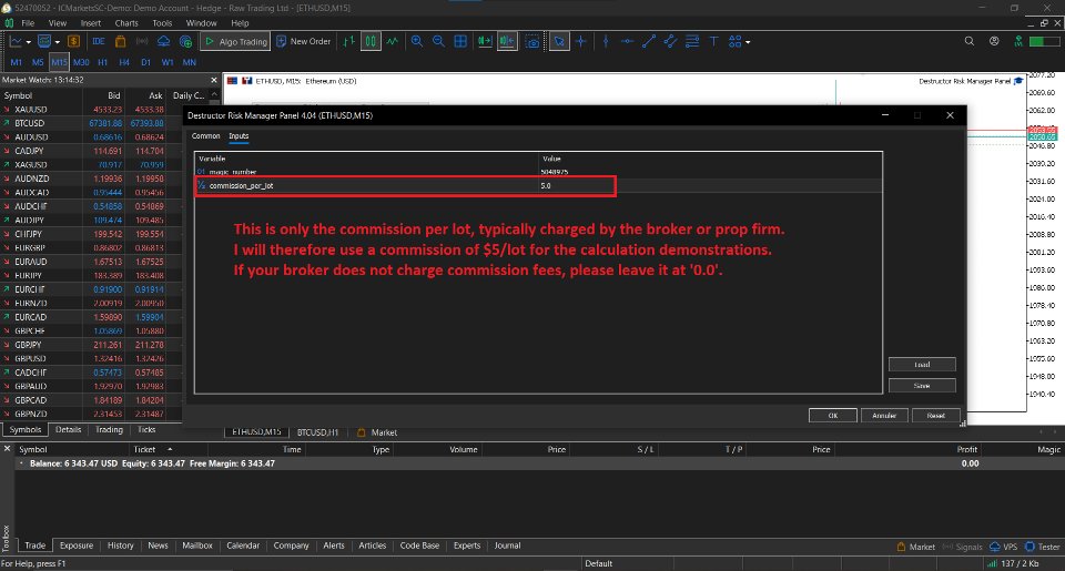 Screenshot #1 Destructor Risk Manager Panel