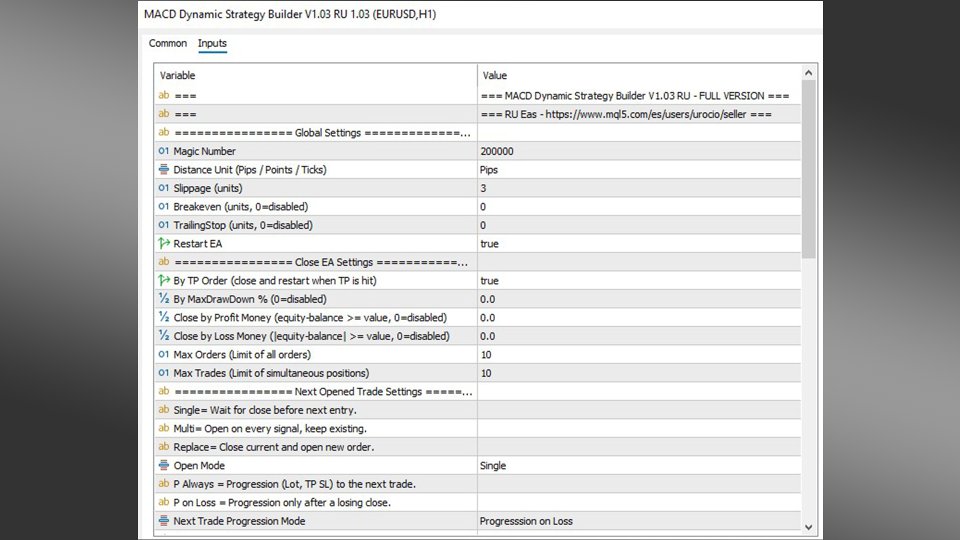 스크린샷 #3 MACD Dynamic Strategy Builder