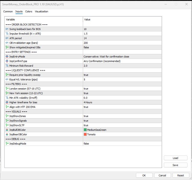 Capture d'écran #2 Smc OrderBlock Entry Engine