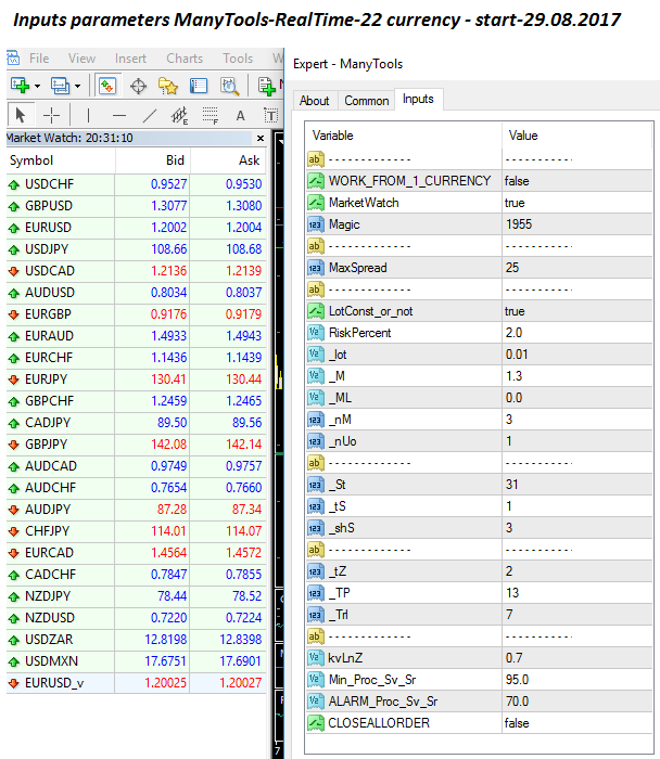 inputs parameters ManyTools-RealTime - 22 currency - start-29.08.2017